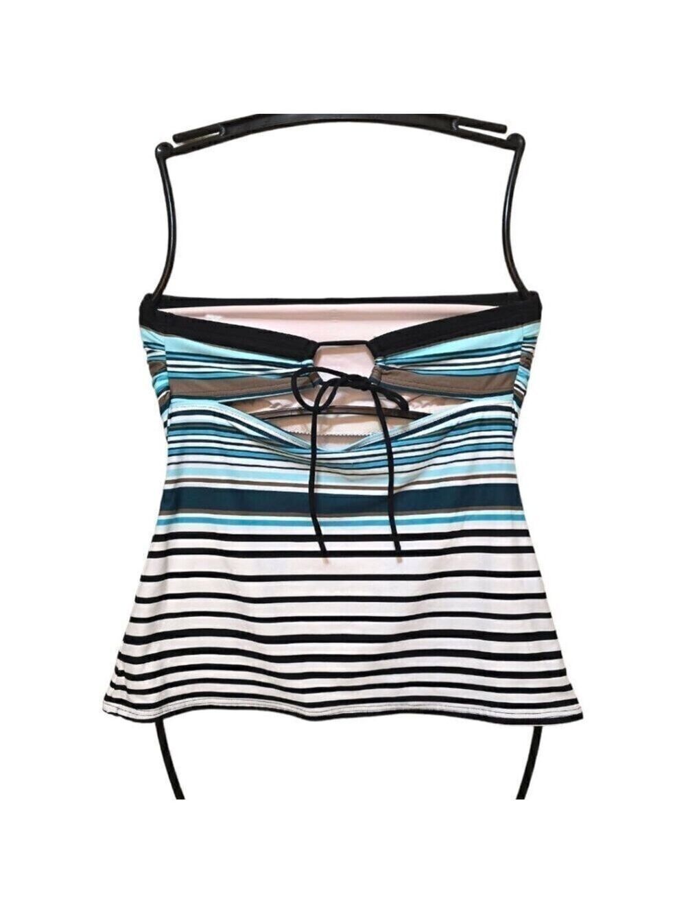 DKNY Striped Bandeau Tankini Top Sz M - Picture 3 of 8